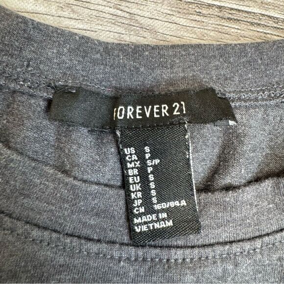 Forever 21 Women's Basic Baseball T Tee Shirt Grey Gray White S SM Small Stretch - Picture 5 of 10